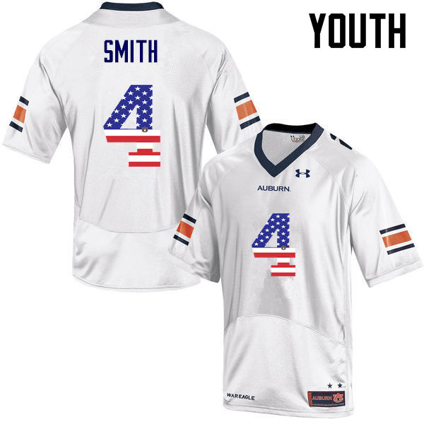 Youth #4 Jason Smith Auburn Tigers USA Flag Fashion College Football Jerseys-White
